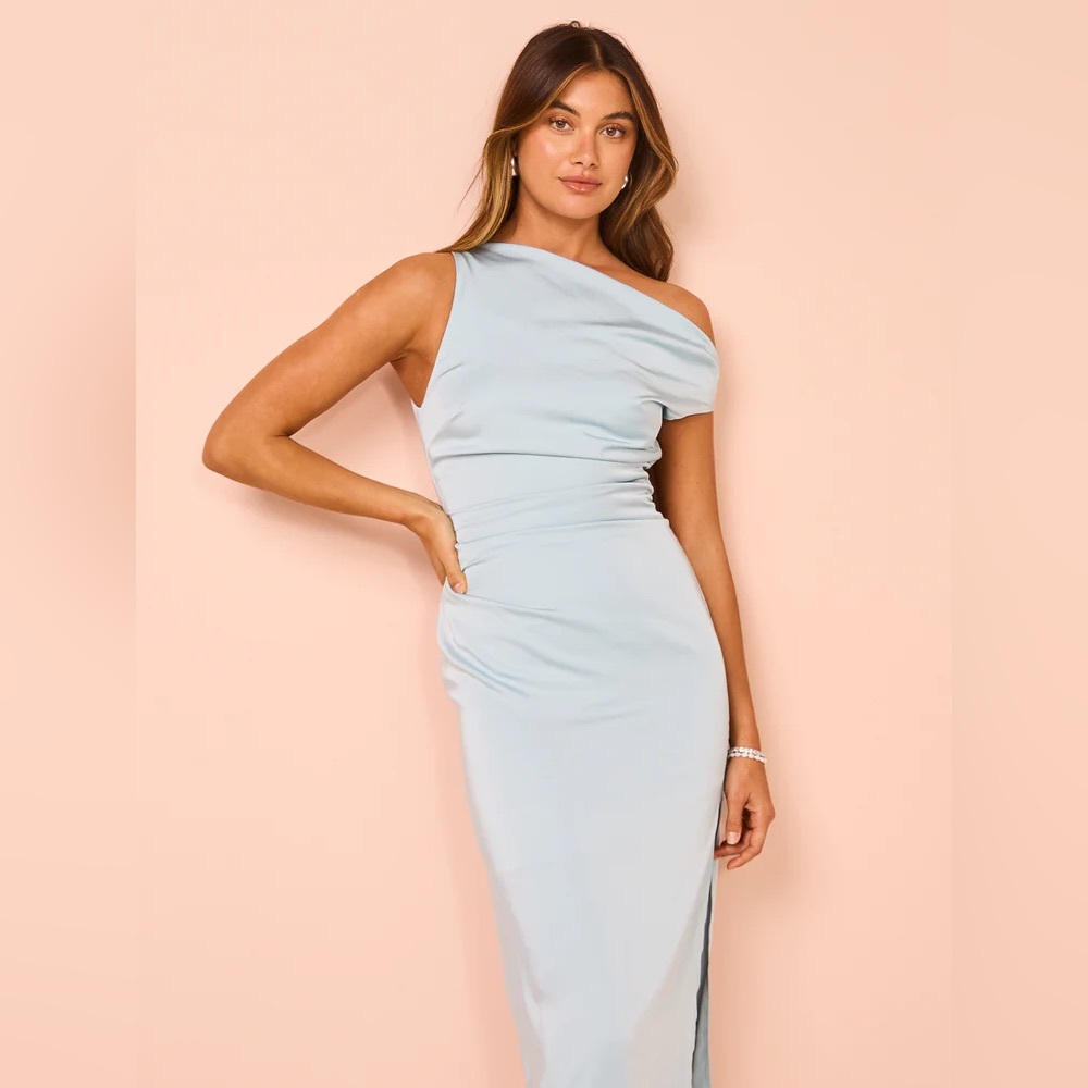Elegant Blue One-Shoulder Dress
